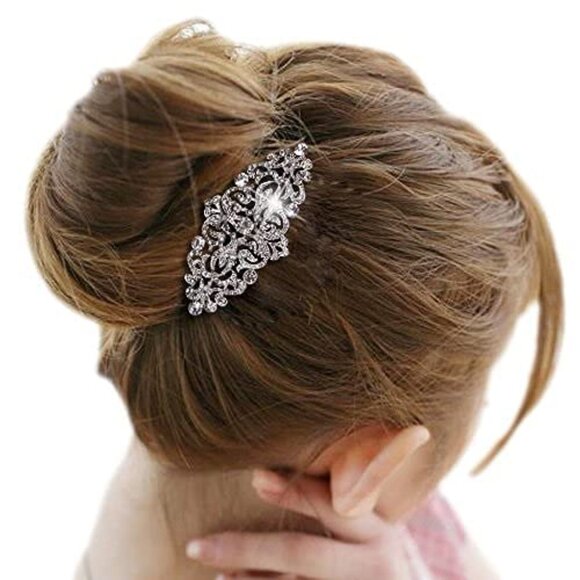 Bridal Hair Accessory Crystal Side Comb Wedding Hairpiece for Bride Elegant - Picture 3 of 7
